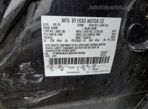 1FM5K8AC9SGA76250 2025 FORD FORD EXPLORER Black Вид наклейки з VIN-кодом