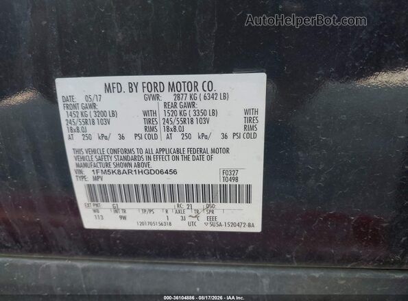 1FM5K8AR1HGD06456 2017 FORD UTILITY POLICE INTERCEPTOR Black Widok komory silnika
