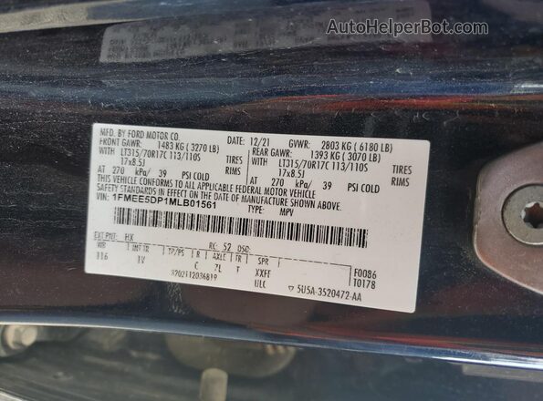 1FMEE5DP1MLB01561 2021 FORD BRONCO Blue Widok komory silnika
