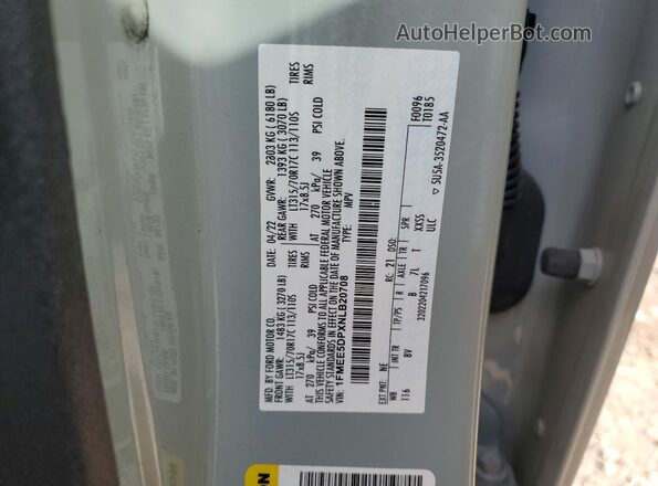 1FMEE5DPXNLB20708 2022 FORD BRONCO Gray VIN კოდის სტიკერის ხედი