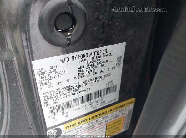 1FMJK1HT8HEA84761 2017 FORD EXPEDITION EL Gray 