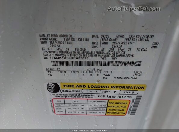 1FMJK1K89REA03093 2024 FORD EXPEDITION White 