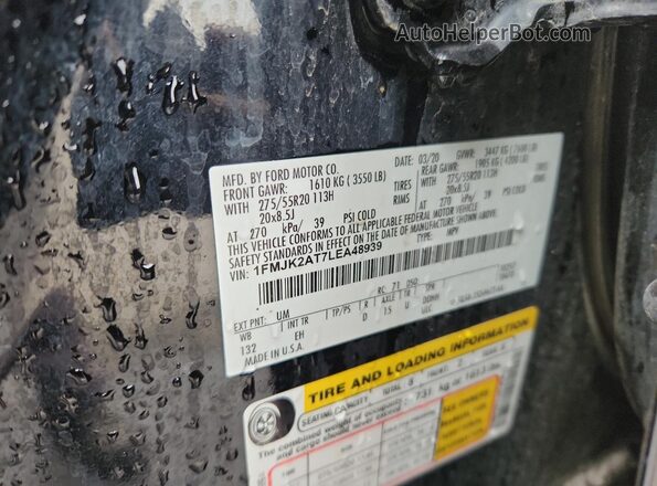 1FMJK2AT7LEA48939 2020 FORD EXPEDITION Black VIN კოდის სტიკერის ხედი