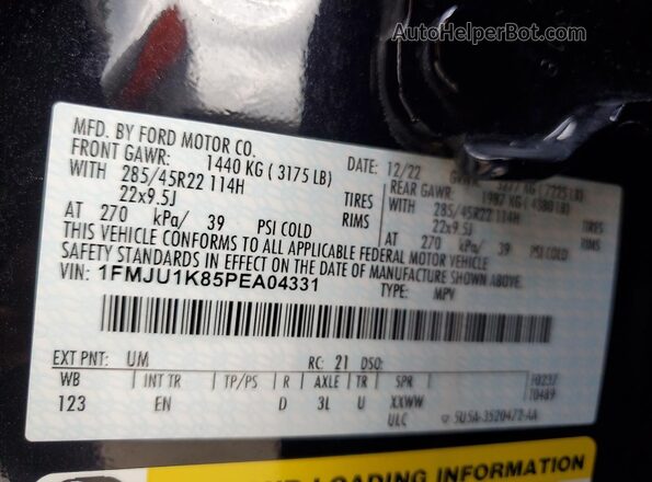 1FMJU1K85PEA04331 2023 FORD EXPEDITION Black Вид наклейки з VIN-кодом