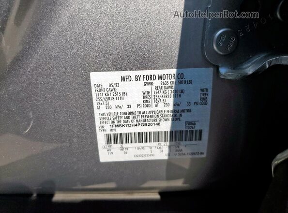 1FMSK7DH4PGB20148 2023 FORD FORD EXPLORER Silver Սալոնի 360 աստիճան տեսք
