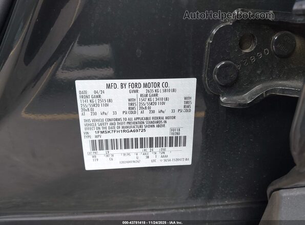 1FMSK7FH1RGA69725 2024 FORD FORD EXPLORER Gray Engine compartment view