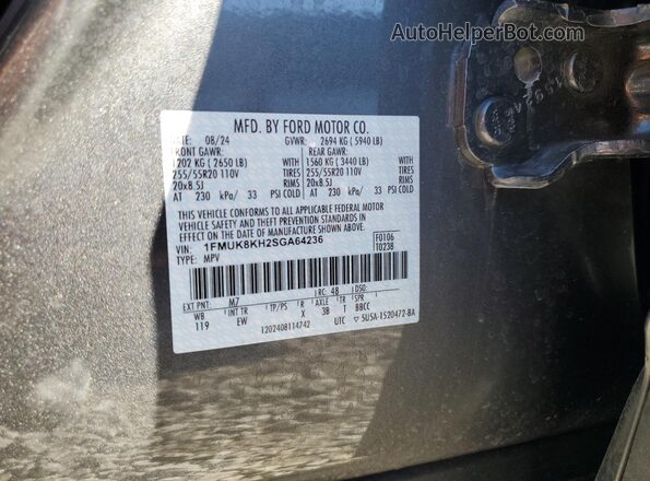 1FMUK8KH2SGA64236 2025 FORD FORD EXPLORER Gray VIN կոդի պիտակի տեսք