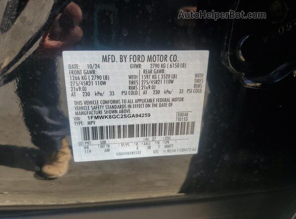 1FMWK8GC2SGA94259 2025 FORD FORD EXPLORER Black Widok naklejki z numerem VIN