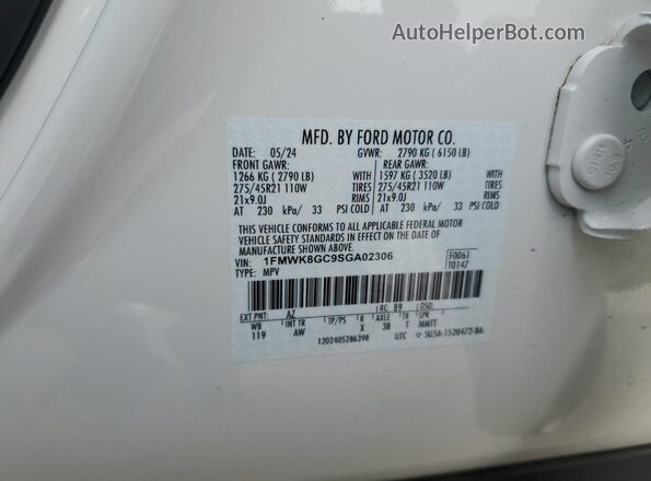 1FMWK8GC9SGA02306 2025 FORD FORD EXPLORER White Engine compartment view
