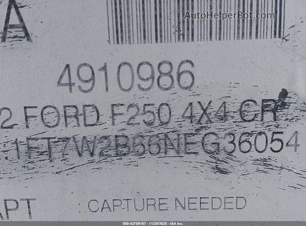 1FT7W2B66NEG36054 2022 FORD F-250 White Շարժիչի բաժամունքի տեսք