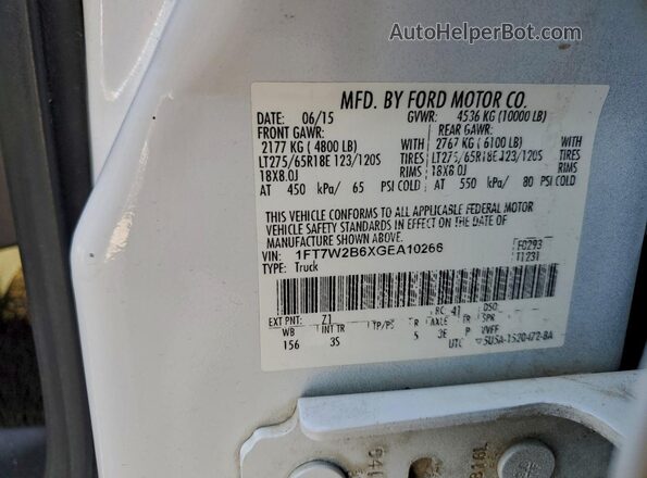 1FT7W2B6XGEA10266 2016 FORD F250 White 