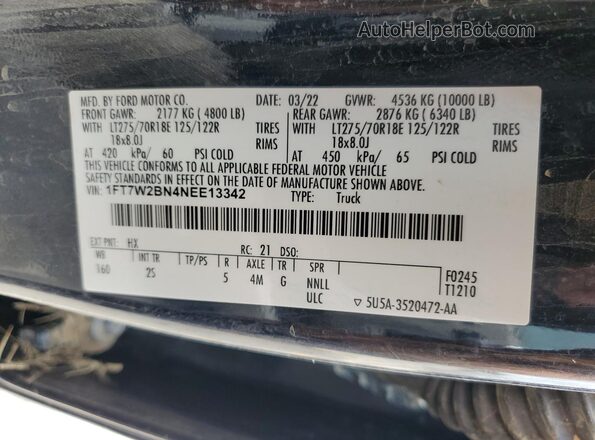 1FT7W2BN4NEE13342 2022 FORD F250 Blue Engine compartment view