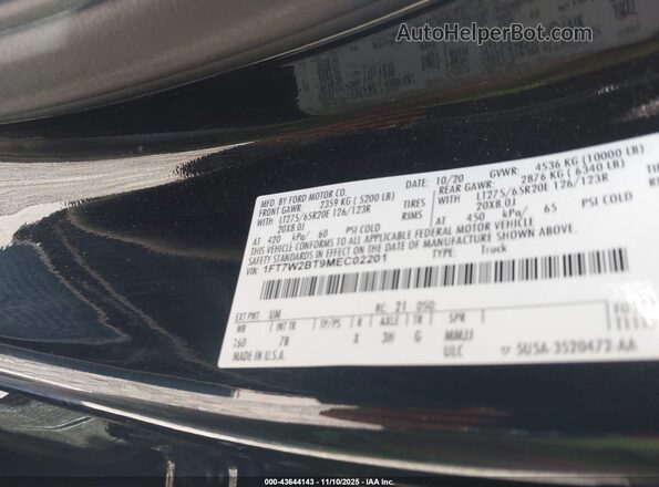 1FT7W2BT9MEC02201 2021 FORD F-250 Black Շարժիչի բաժամունքի տեսք