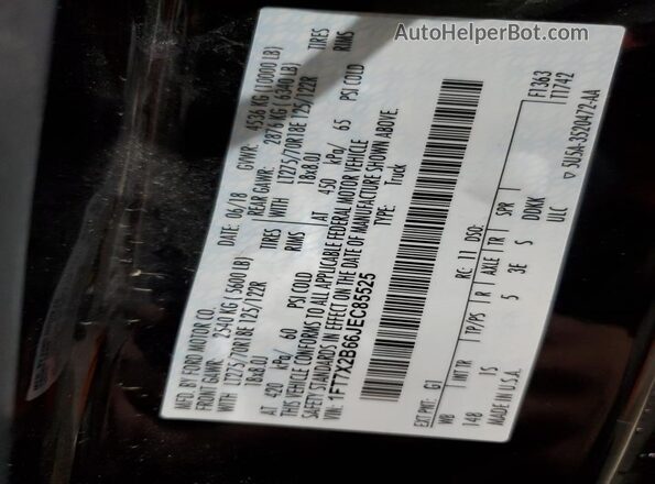 1FT7X2B66JEC85525 2018 FORD F250 Black 