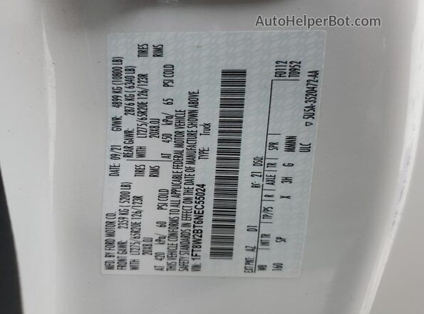 1FT8W2BT6NEC55024 2022 FORD F250 White Շարժիչի բաժամունքի տեսք