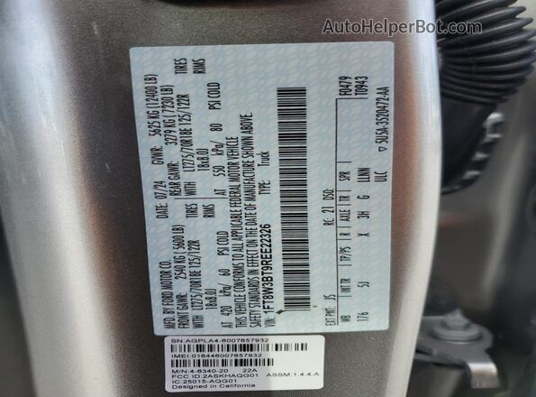 1FT8W3BT9REE22326 2024 FORD F350 Silver Вид наклейки з VIN-кодом