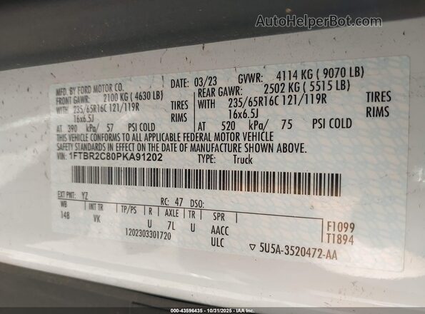 1FTBR2C80PKA91202 2023 FORD TRANSIT Yellow Вид підкапотного простору