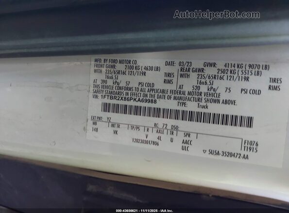 1FTBR2X86PKA69988 2023 FORD TRANSIT-250 White Вид підкапотного простору