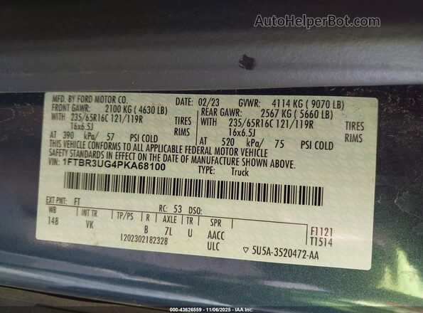 1FTBR3UG4PKA68100 2023 FORD TRANSIT-250 Blue Widok komory silnika