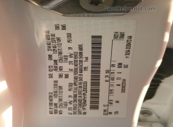 1FTER4FH1PLE03333 2023 FORD RANG White Vista del compartimento del motor