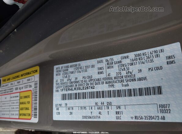 1FTER4LR3SLE28742 2025 FORD RANG Серый Вид подкапотного пространства