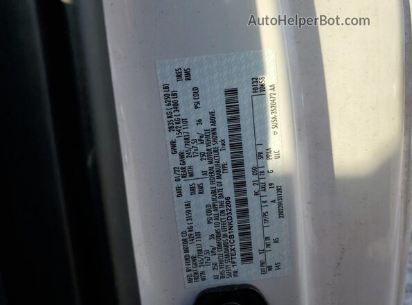 1FTEX1CB1NKD32206 2022 FORD F150 White Вид підкапотного простору