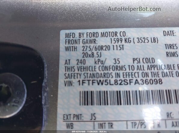 1FTFW5L82SFA36098 2025 FORD F150 Silver 