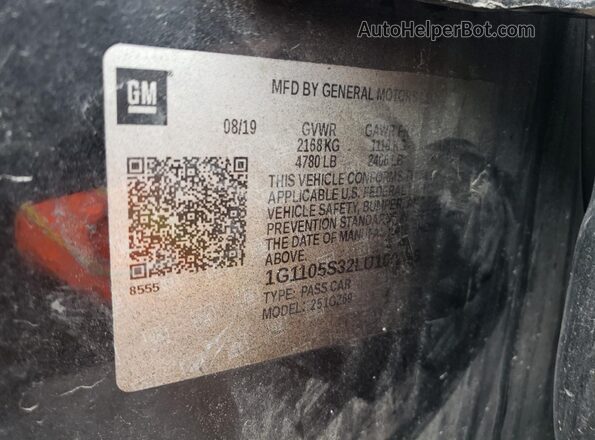 1G1105S32LU100745 2020 CHEVROLET IMPALA Black Widok naklejki z numerem VIN