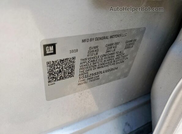 1G11Z5S37LU103534 2020 CHEVROLET IMPALA Silver Widok komory silnika