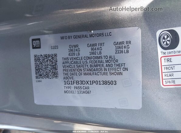 1G1FB3DX1P0138503 2023 CHEVROLET CAMARO Silver Շարժիչի բաժամունքի տեսք