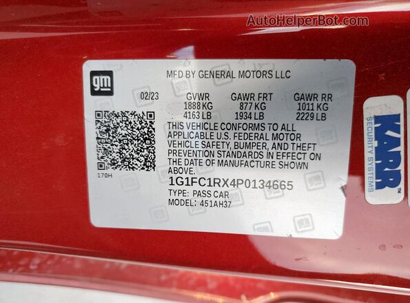 1G1FC1RX4P0134665 2023 CHEVROLET CAMARO Red Widok komory silnika