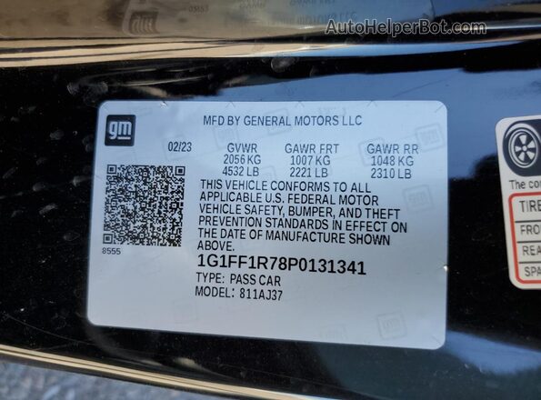1G1FF1R78P0131341 2023 CHEVROLET CAMARO Black Շարժիչի բաժամունքի տեսք