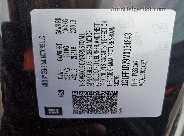 1G1FF1R79M0134843 2021 CHEVROLET CAMARO Black Widok komory silnika