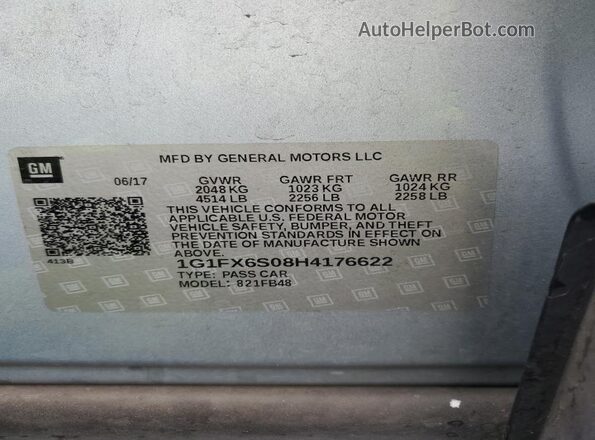 1G1FX6S08H4176622 2017 CHEVROLET BOLT Turquoise Widok komory silnika