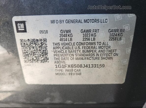 1G1FX6S08J4133159 2018 CHEVROLET BOLT Серый 