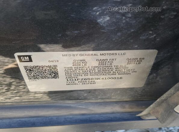 1G1FZ6S03K4100016 2019 CHEVROLET BOLT Gray Engine compartment view