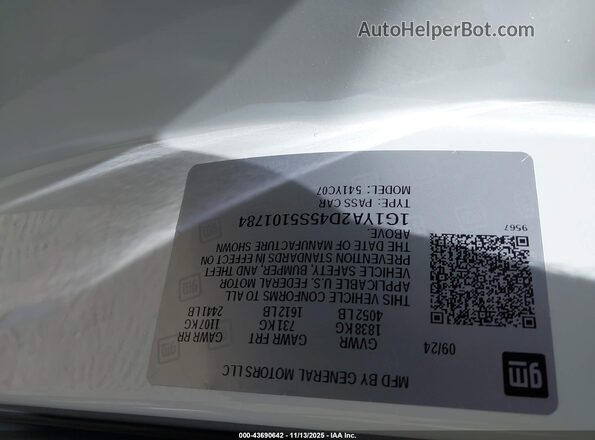 1G1YA2D45S5101784 2025 CHEVROLET CORVETTE White Вид підкапотного простору