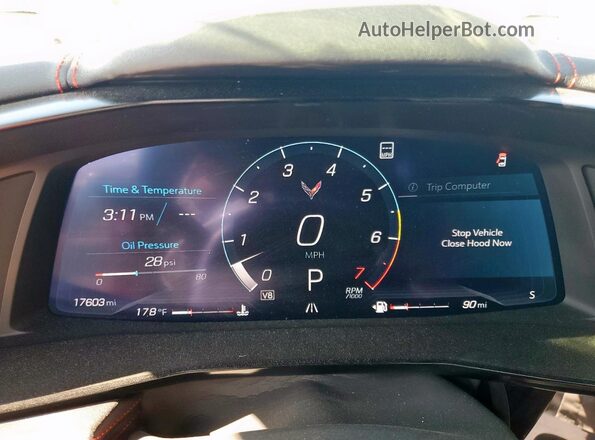 1G1YB2D40M5114183 2021 CHEVROLET CORVETTE Red Instrument cluster view