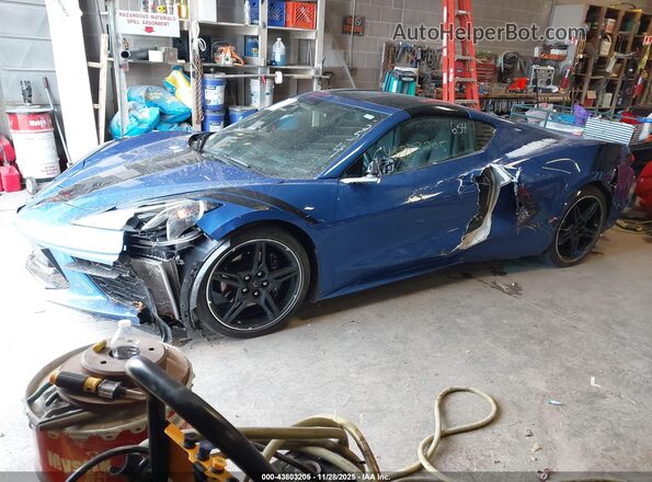 1G1YB2D41M5102124 2021 CHEVROLET CORVETTE Blue Առջևի ձախ երեք քառորդ տեսարան