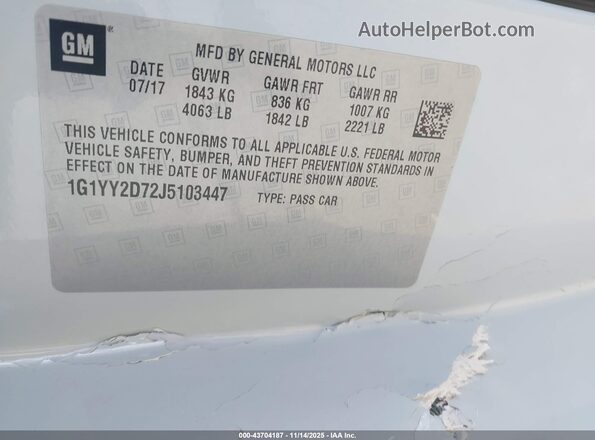 1G1YY2D72J5103447 2018 CHEVROLET CORVETTE Синий Вид подкапотного пространства