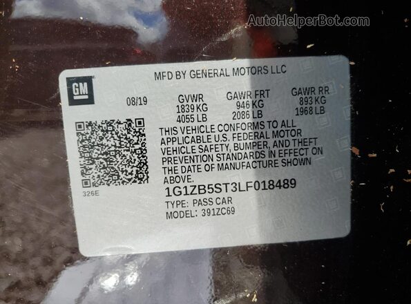 1G1ZB5ST3LF018489 2020 CHEVROLET MALIBU Maroon Շարժիչի բաժամունքի տեսք