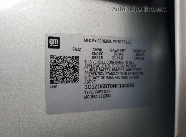 1G1ZD5ST0NF143883 2022 CHEVROLET MALIBU Серебряный Вид подкапотного пространства