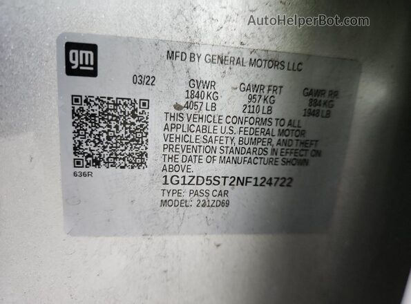 1G1ZD5ST2NF124722 2022 CHEVROLET MALIBU Silver ძრავის განყოფილების ხედი
