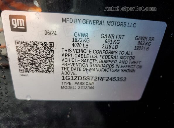 1G1ZD5ST2RF245353 2024 CHEVROLET MALIBU Black Вид підкапотного простору