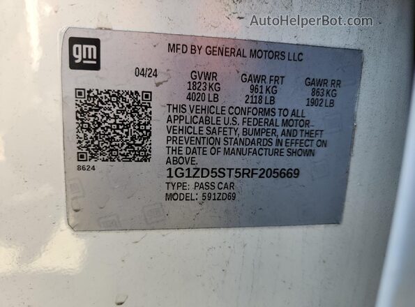 1G1ZD5ST5RF205669 2024 CHEVROLET MALIBU White 
