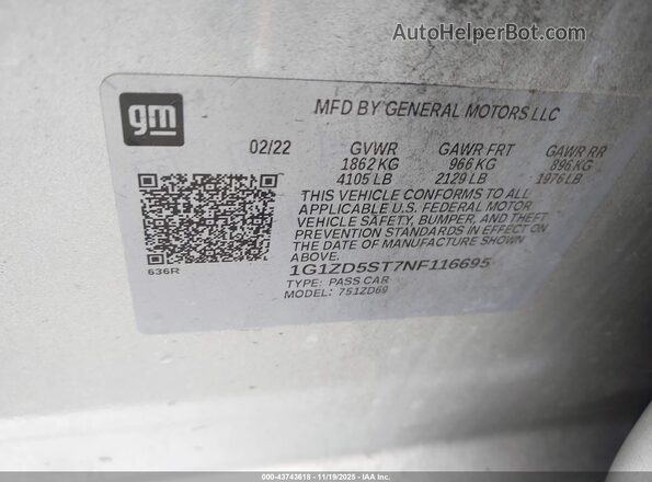 1G1ZD5ST7NF116695 2022 CHEVROLET MALIBU Silver Widok komory silnika