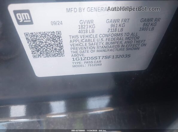 1G1ZD5ST7SF132035 2025 CHEVROLET MALIBU Black Engine compartment view