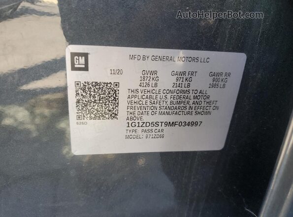1G1ZD5ST9MF034997 2021 CHEVROLET MALIBU Gray Widok komory silnika