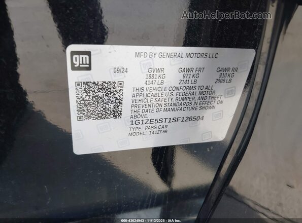 1G1ZE5ST1SF126504 2025 CHEVROLET MALIBU Black Vista del compartimento del motor