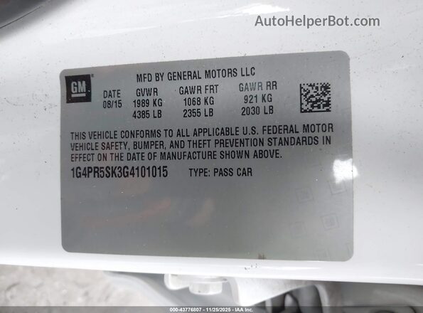 1G4PR5SK3G4101015 2016 BUICK VERANO White Engine compartment view